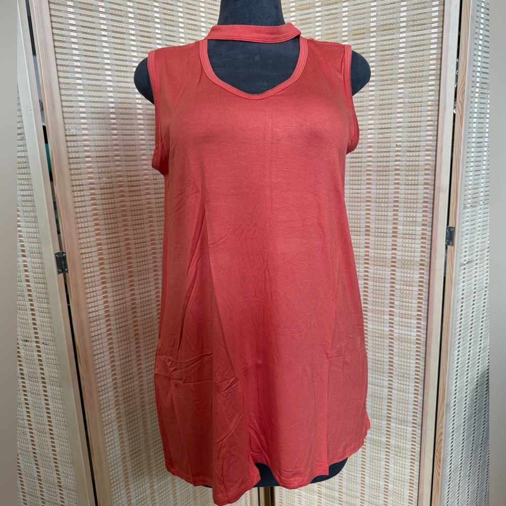 NWT Coco + Carmen Sleeveless Choker Collar Orange Tunic Top Size XXL